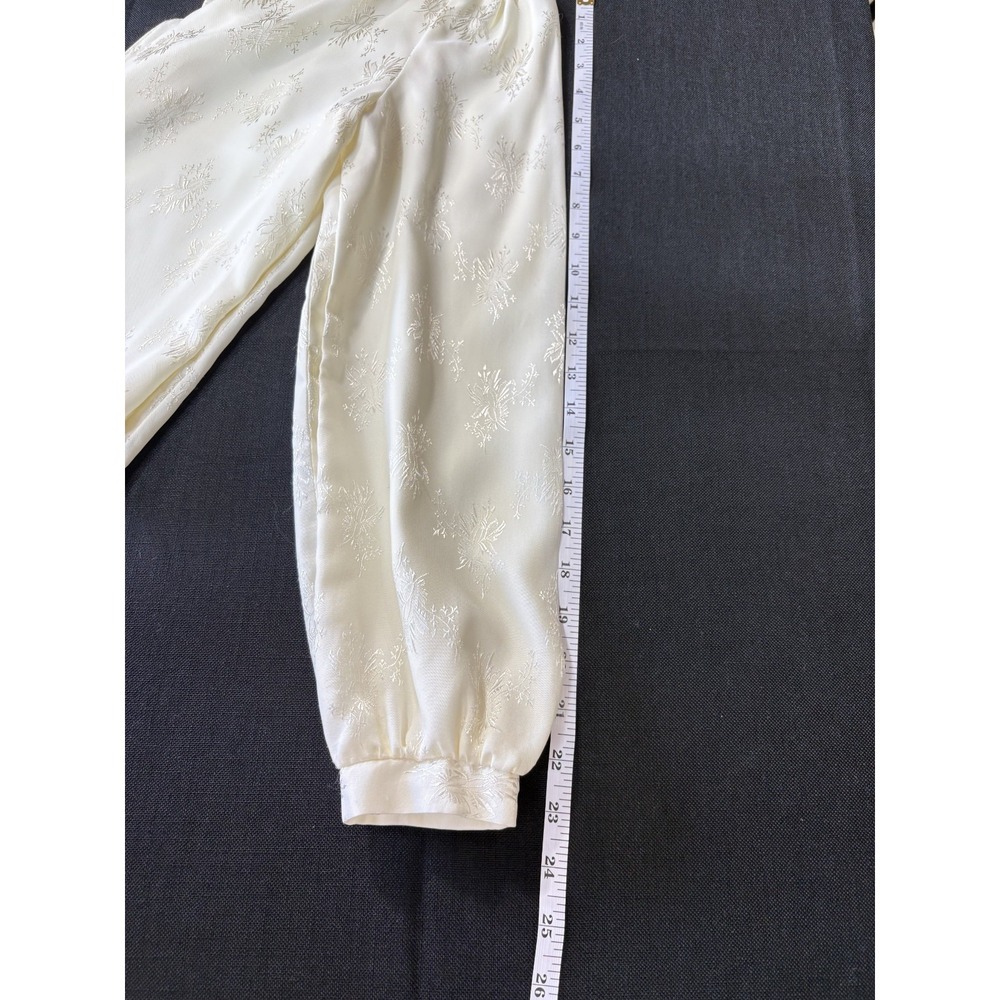 Vintage Ivory Jacquard Blouse Cottagecore Romantic‎ Boho Long Sleeve You Babes - Picture 14 of 16